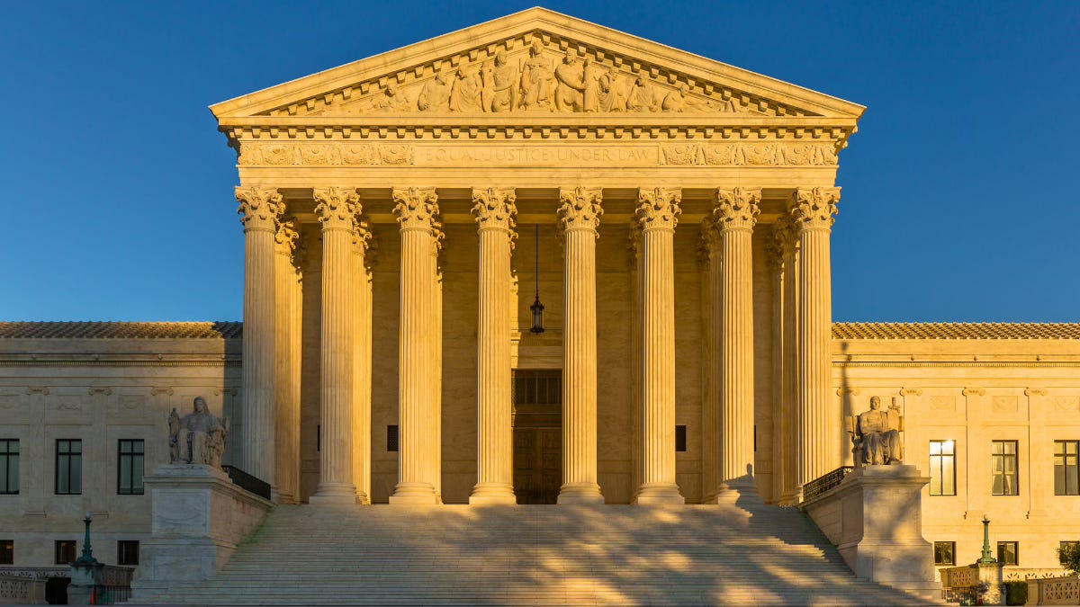 The U.S. Supreme Court building in morning light.